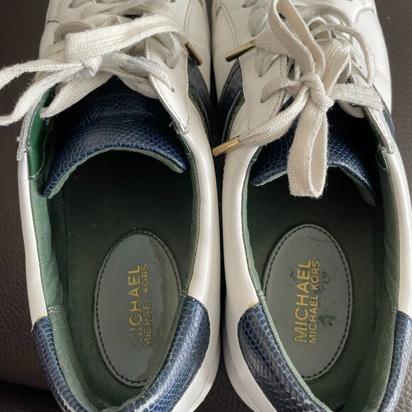 Michael Kors Irving Stripe Lace Up Sneakers White Multi Size 9 - Picture 7 of 10